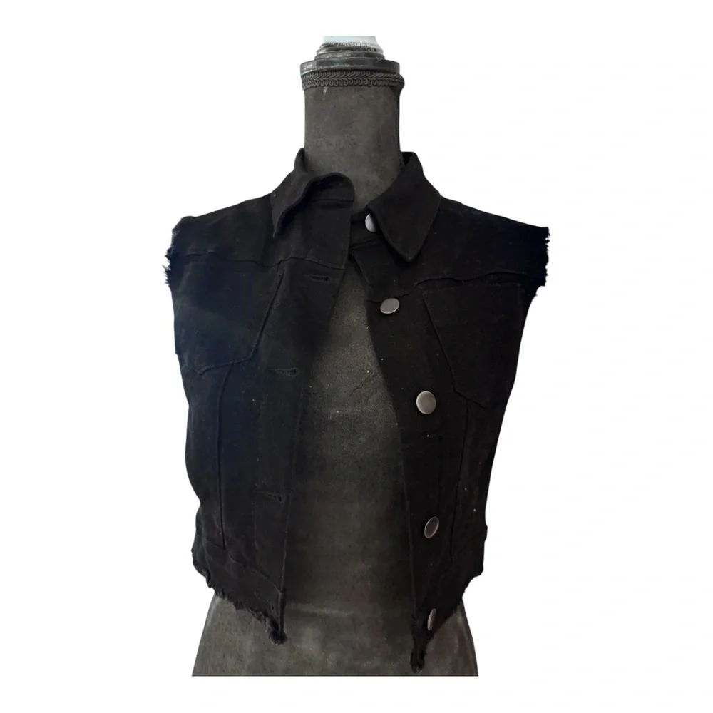 Dolls Kill Black Vest with Multicolor Mushroom Design - Picture 2 of 2